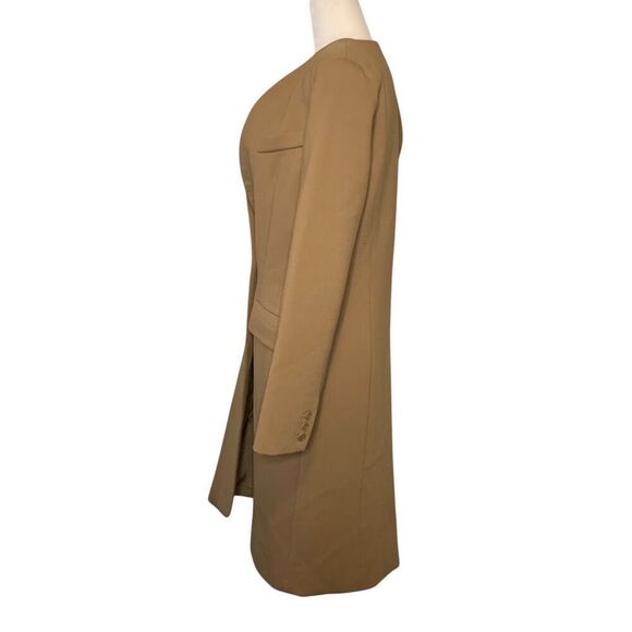 Smythe Skinny Lapel Wool Coat Mid Length Button Closure Size 6 Camel - Picture 4 of 11